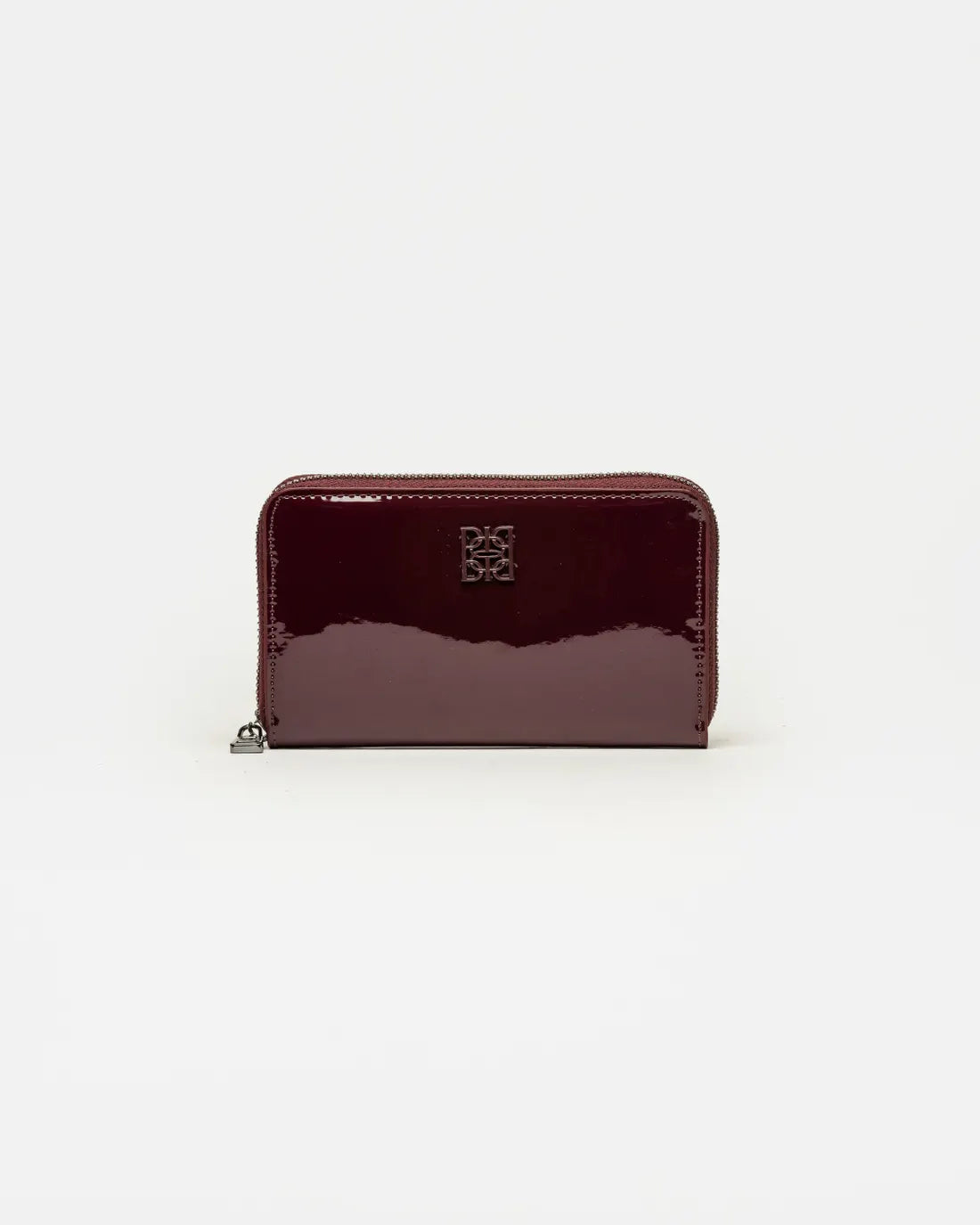 Billetera Mint en efecto cuero charol burgundy