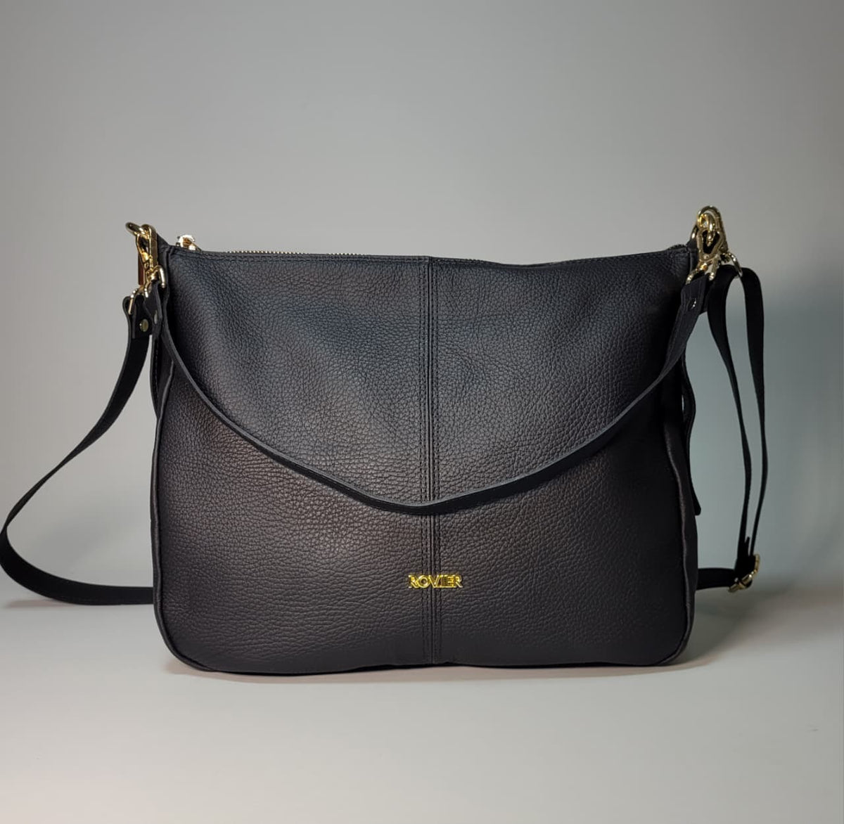 Bolso Ziba Grande en cuero vacuno negro