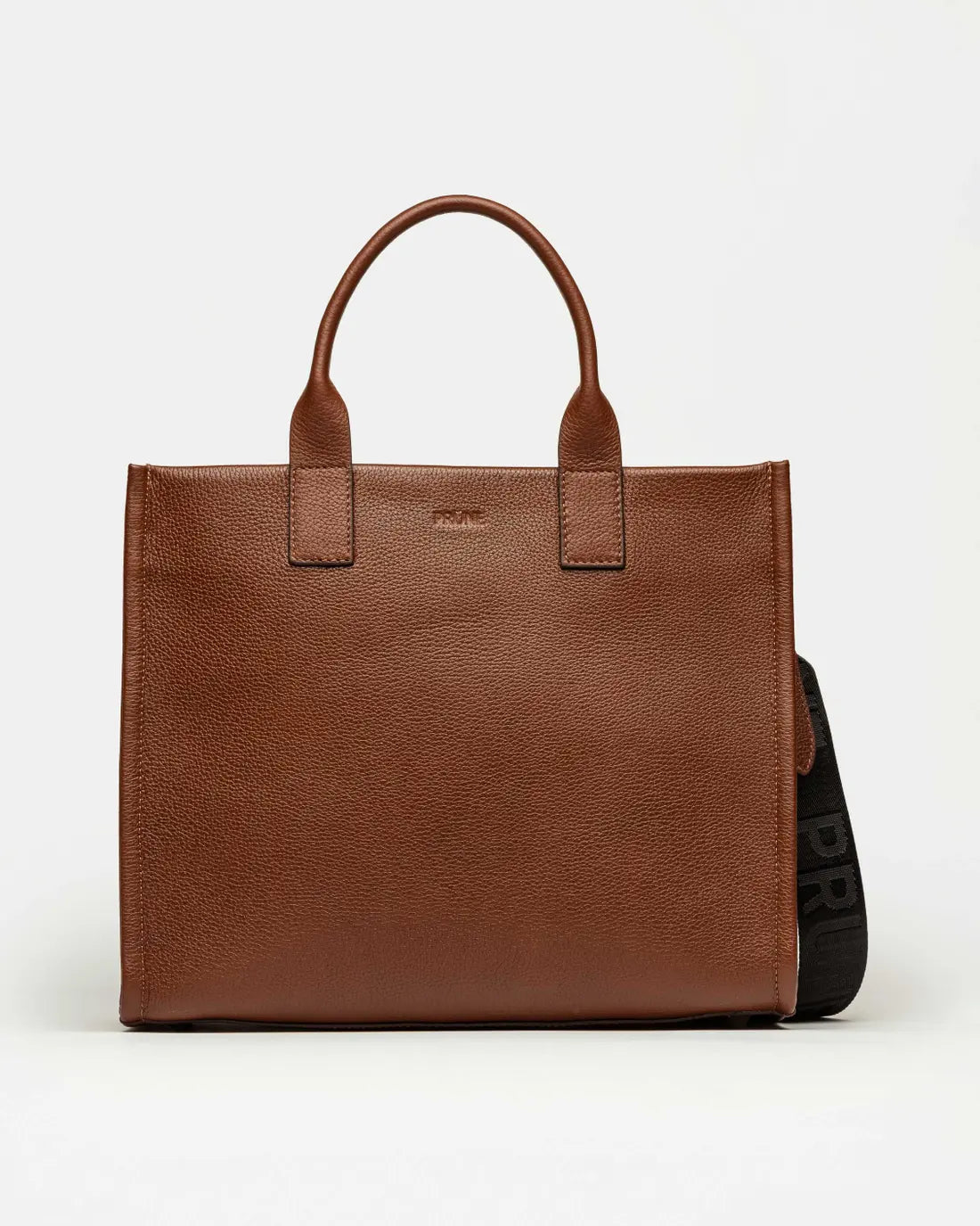Cartera de mano Capri en cuero graneado tabaco