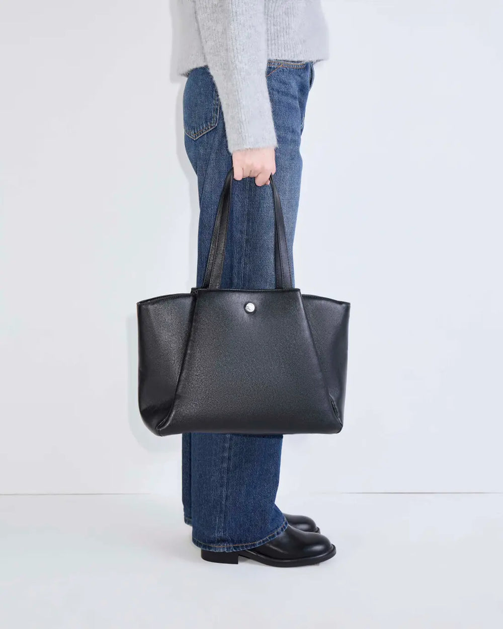 Shopper Raix en efecto cuero liso negro